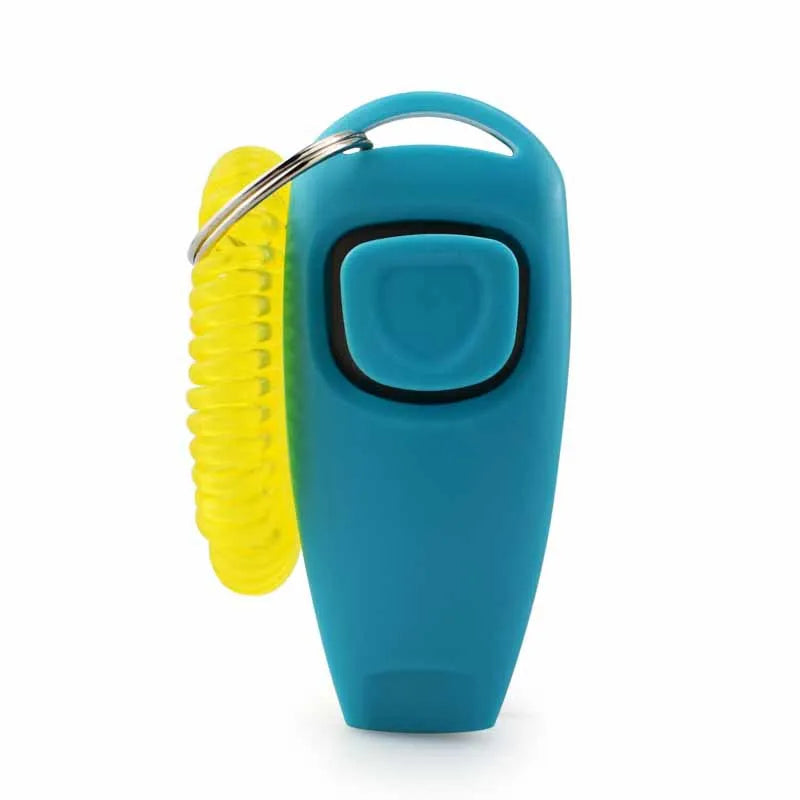 2 in 1 Pet Clicker Dog Training Whistle Answer Card Pet Dog Trainer Assistive Guide with Key Ring Dog Pet Cat Pet Supplies